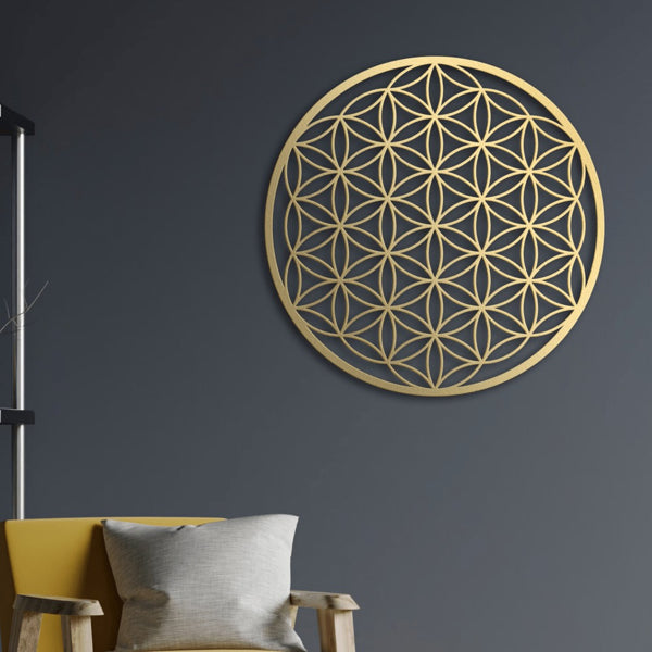 One-piece Flower Of Life Metal Wall Decoration. Bedroom Wall Ornament. Living Room Wall Adornment. Lotus Wall Artwork. Couch Above Decor. Floral Wall. TikTok, Temu For Pick-up