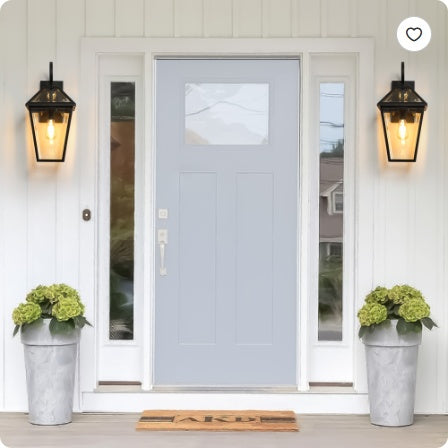 21inch H 2 Pack Outdoor Wall Lantern Light   Modern Black Metal & Clear Glass Sconce For Porch, Patio, And Garden Lighting Bulb Not Included