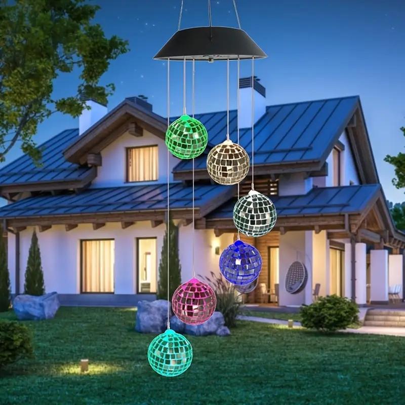 1pcs Color Changing Solar Wind Chime LED Hanging Light For Garden Terrace Yard Decoration