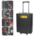 Black Manual Toolbox With 4 Layers Of Tool Sets And Wheels
