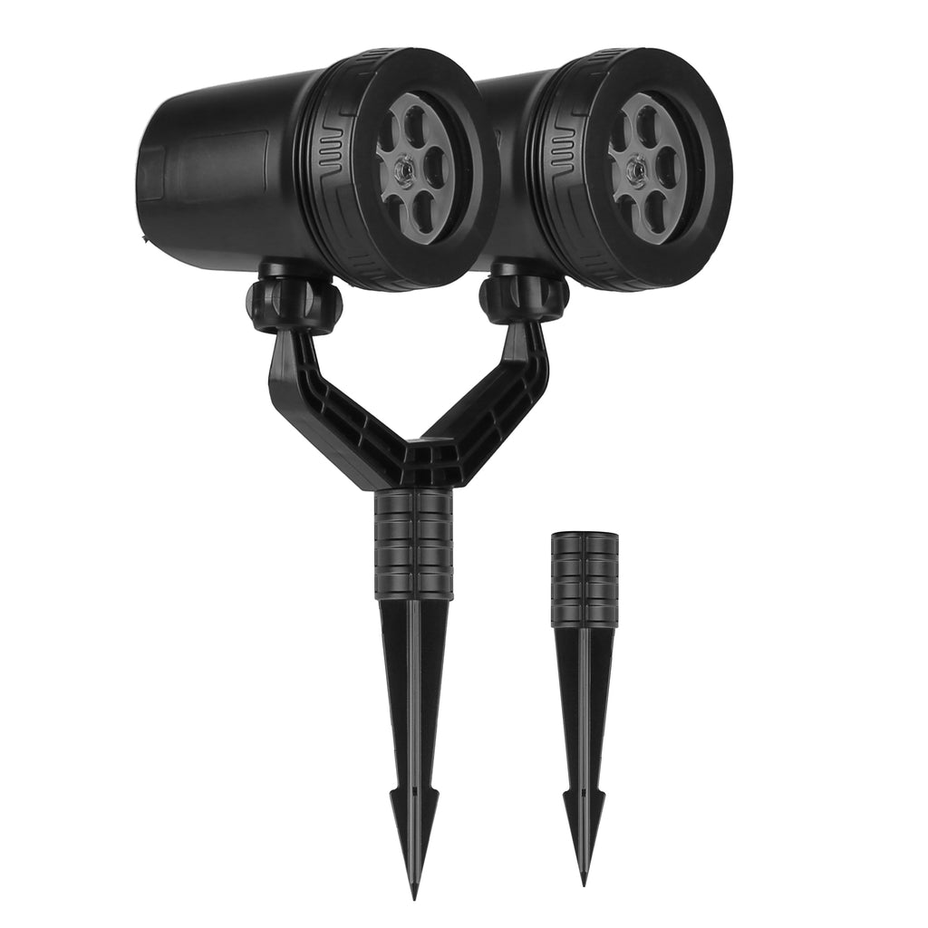 1Pc Christmas Snowflake Projector Light Dual Head LED Stake Light IP44 Waterproof Xmas Decoration For Holiday Indoor Outdoor Use Garden Patio Wall Decor