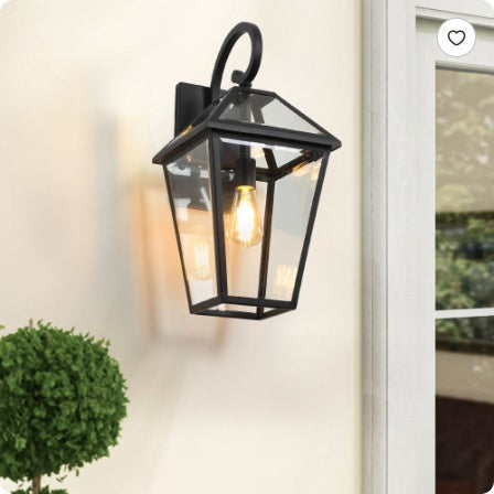 21inch H 2 Pack Outdoor Wall Lantern Light   Modern Black Metal & Clear Glass Sconce For Porch, Patio, And Garden Lighting Bulb Not Included