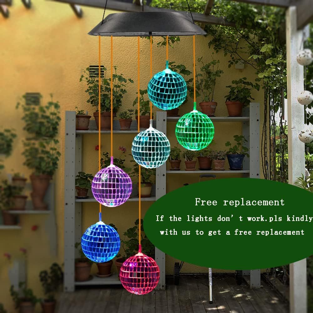 1pcs Color Changing Solar Wind Chime LED Hanging Light For Garden Terrace Yard Decoration