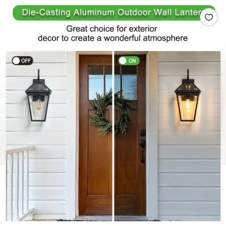 21inch H 2 Pack Outdoor Wall Lantern Light   Modern Black Metal & Clear Glass Sconce For Porch, Patio, And Garden Lighting Bulb Not Included