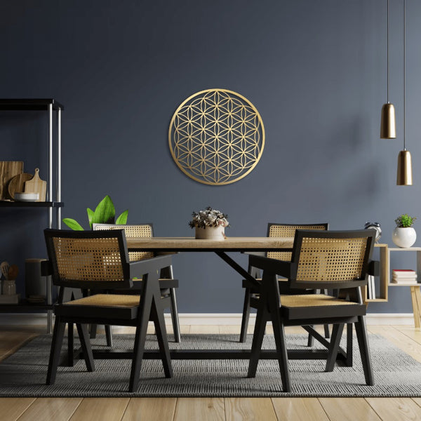 One-piece Flower Of Life Metal Wall Decoration. Bedroom Wall Ornament. Living Room Wall Adornment. Lotus Wall Artwork. Couch Above Decor. Floral Wall. TikTok, Temu For Pick-up