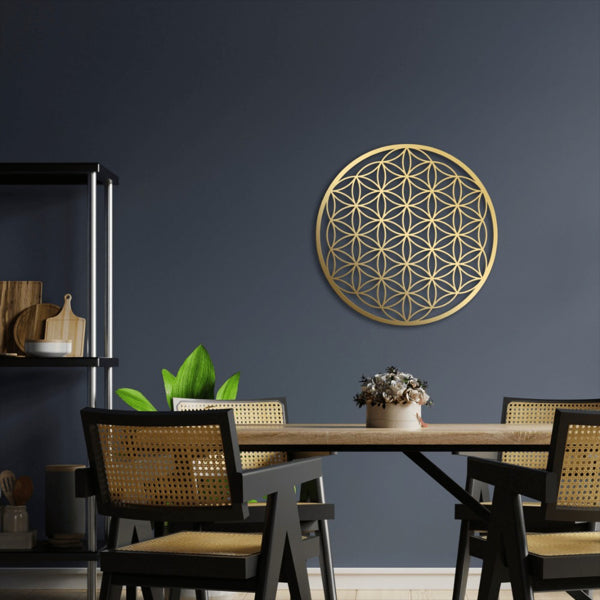 One-piece Flower Of Life Metal Wall Decoration. Bedroom Wall Ornament. Living Room Wall Adornment. Lotus Wall Artwork. Couch Above Decor. Floral Wall. TikTok, Temu For Pick-up
